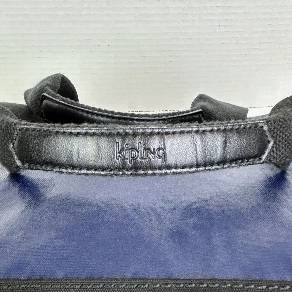 Kipling Luna Nylon Double Handle Tote Bag Lacquer Indigo Blue w/ Davina Monkey